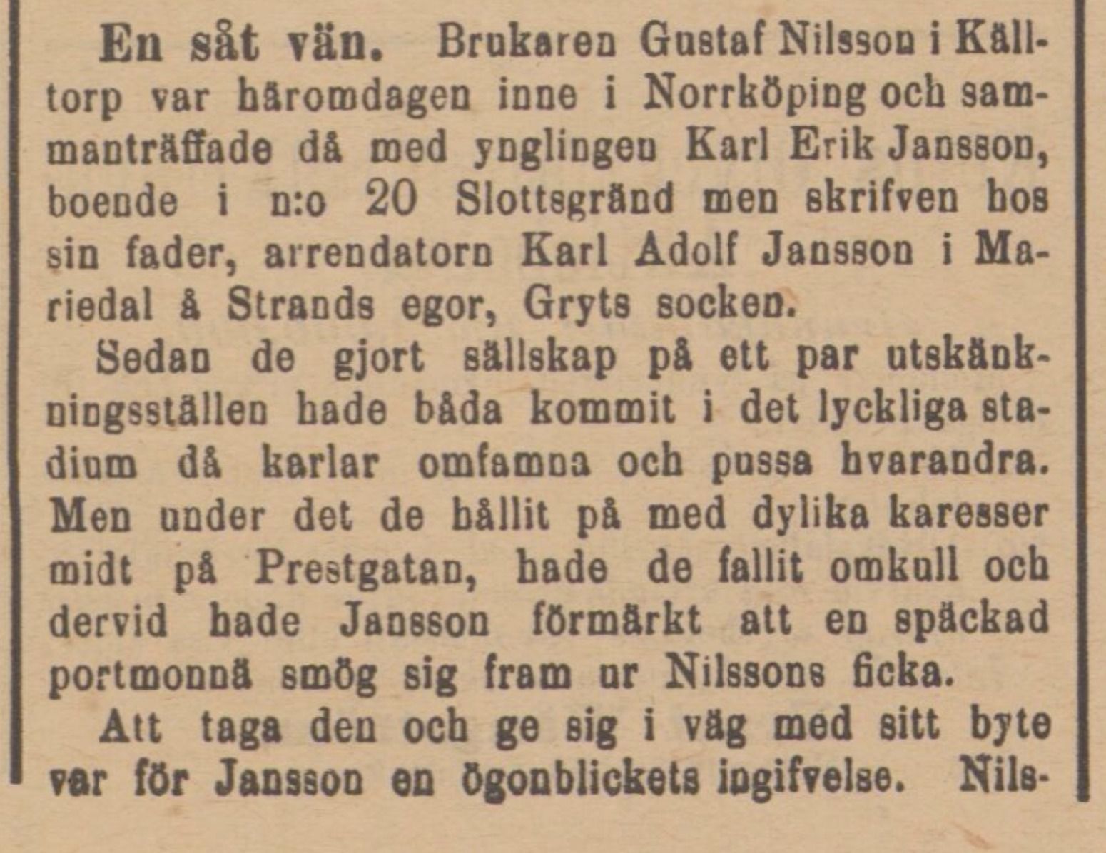 ”En såt vän”, Söderköpingsposten 8 maj 1894.